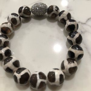 Bead bracelet rhinestone brown beige